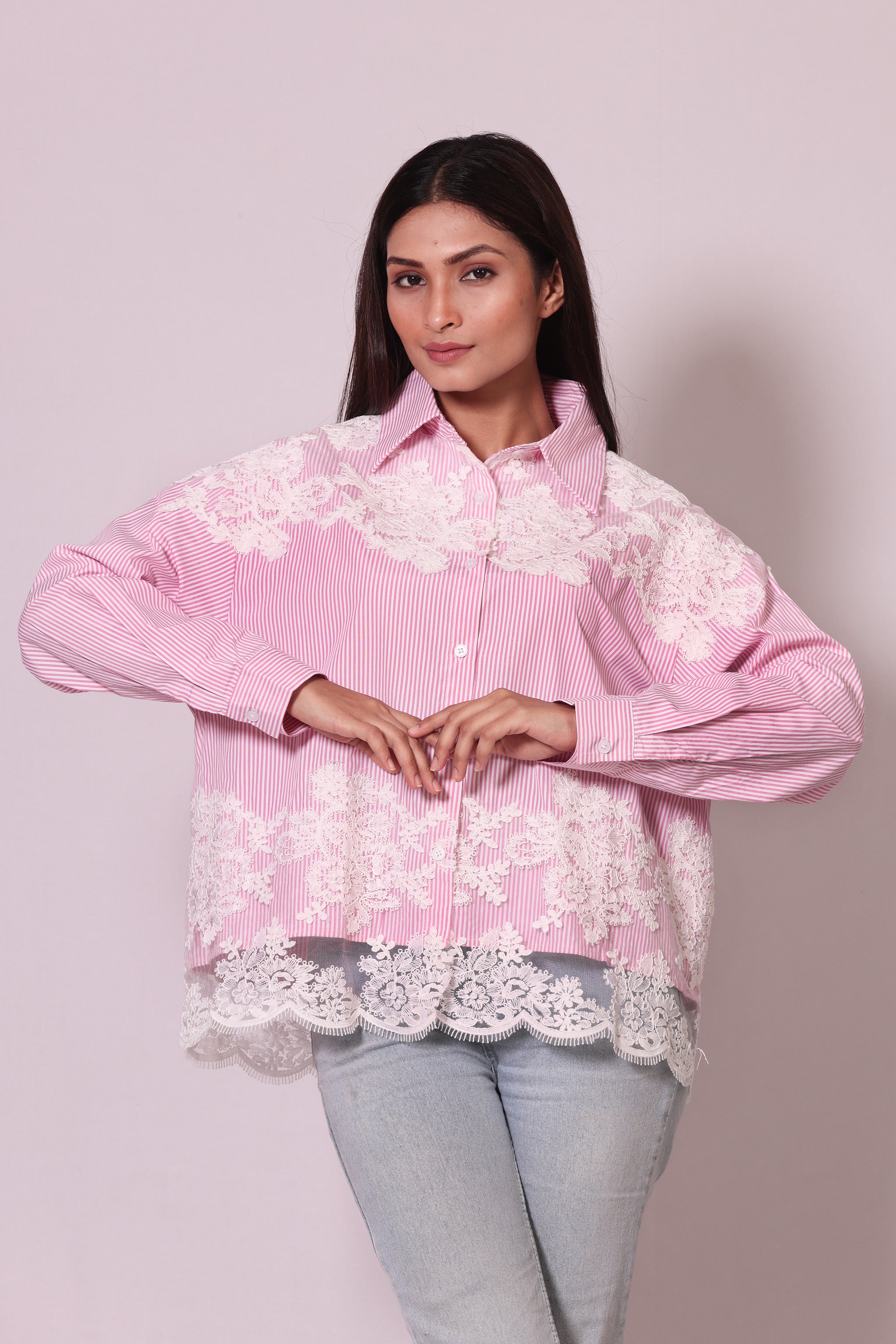 Stripped Lace Shirt