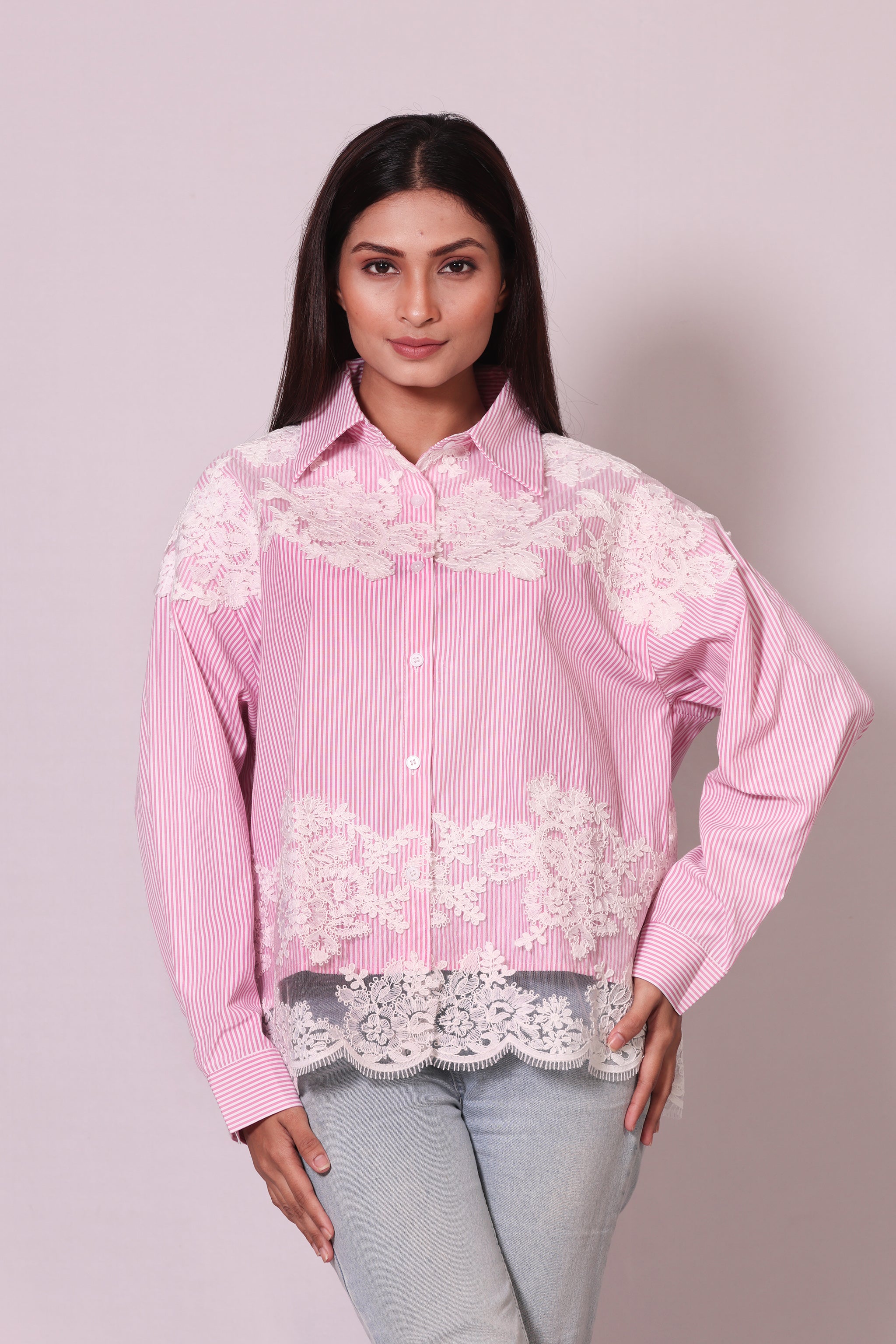 Stripped Lace Shirt