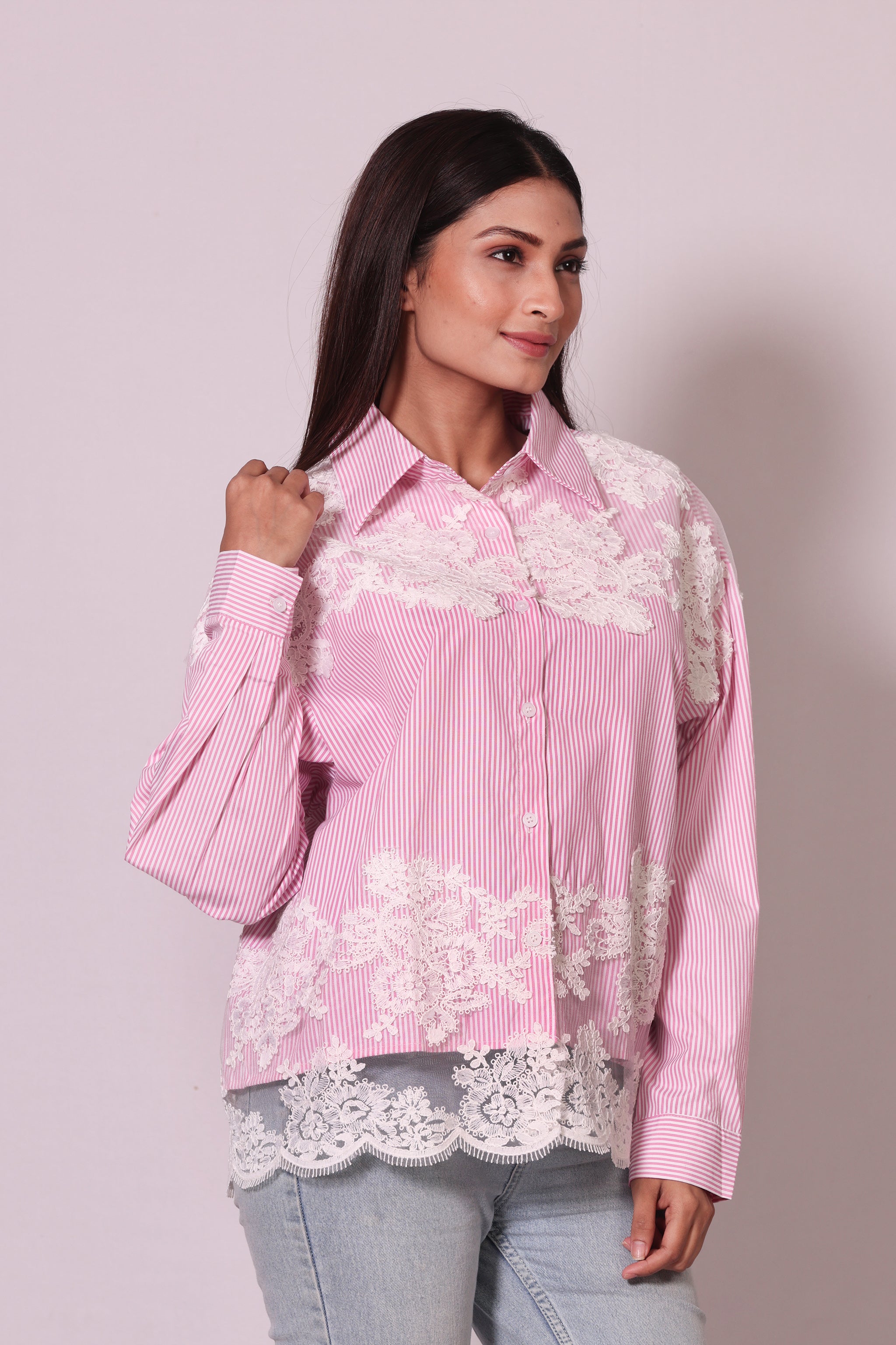 Stripped Lace Shirt