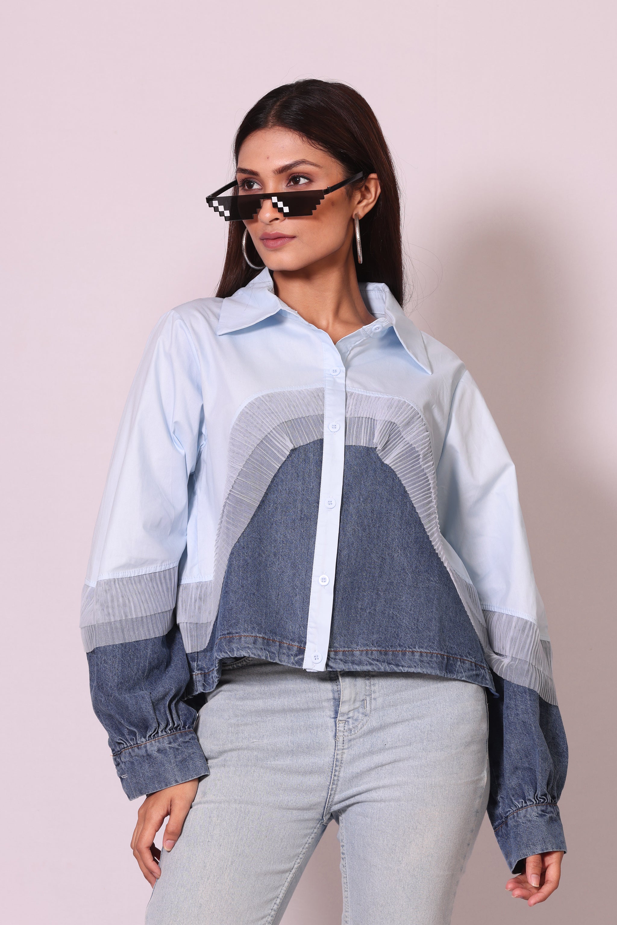 Denim Pleat Shirt